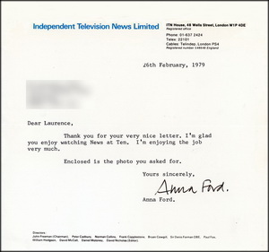 Letter from Anna Ford