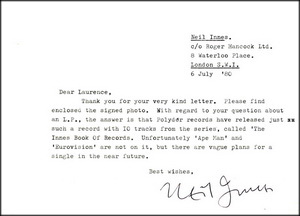 Letter from Neil Innes